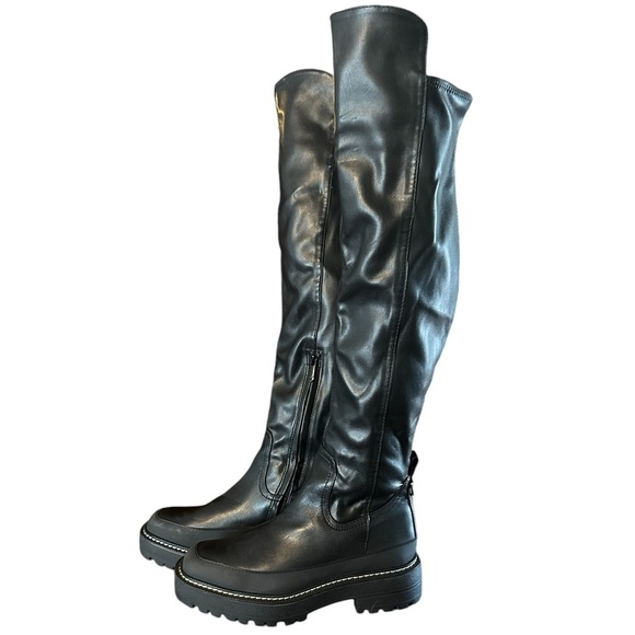 Sam Edelman Boots Lerue Lug Sole Faux Leather High Shaft Over Knee Boot size 8 - Picture 6 of 12